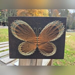 Handcrafted Butterfly String Art on Black Canvas